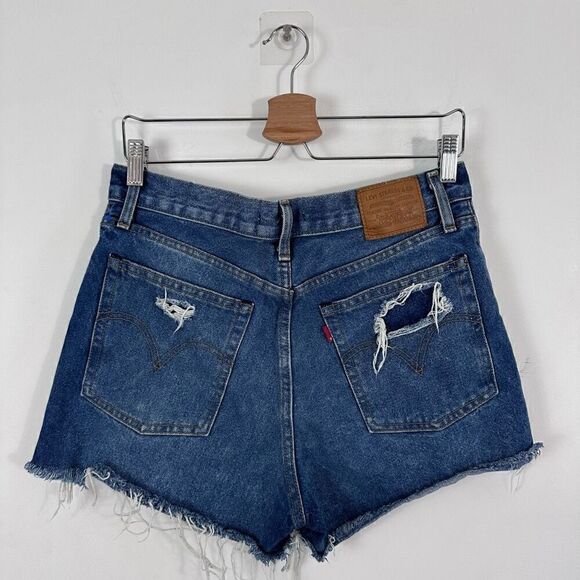 Levi’s Wedgie Distressed High Rise Denim Shorts Size 30 - Picture 10 of 12